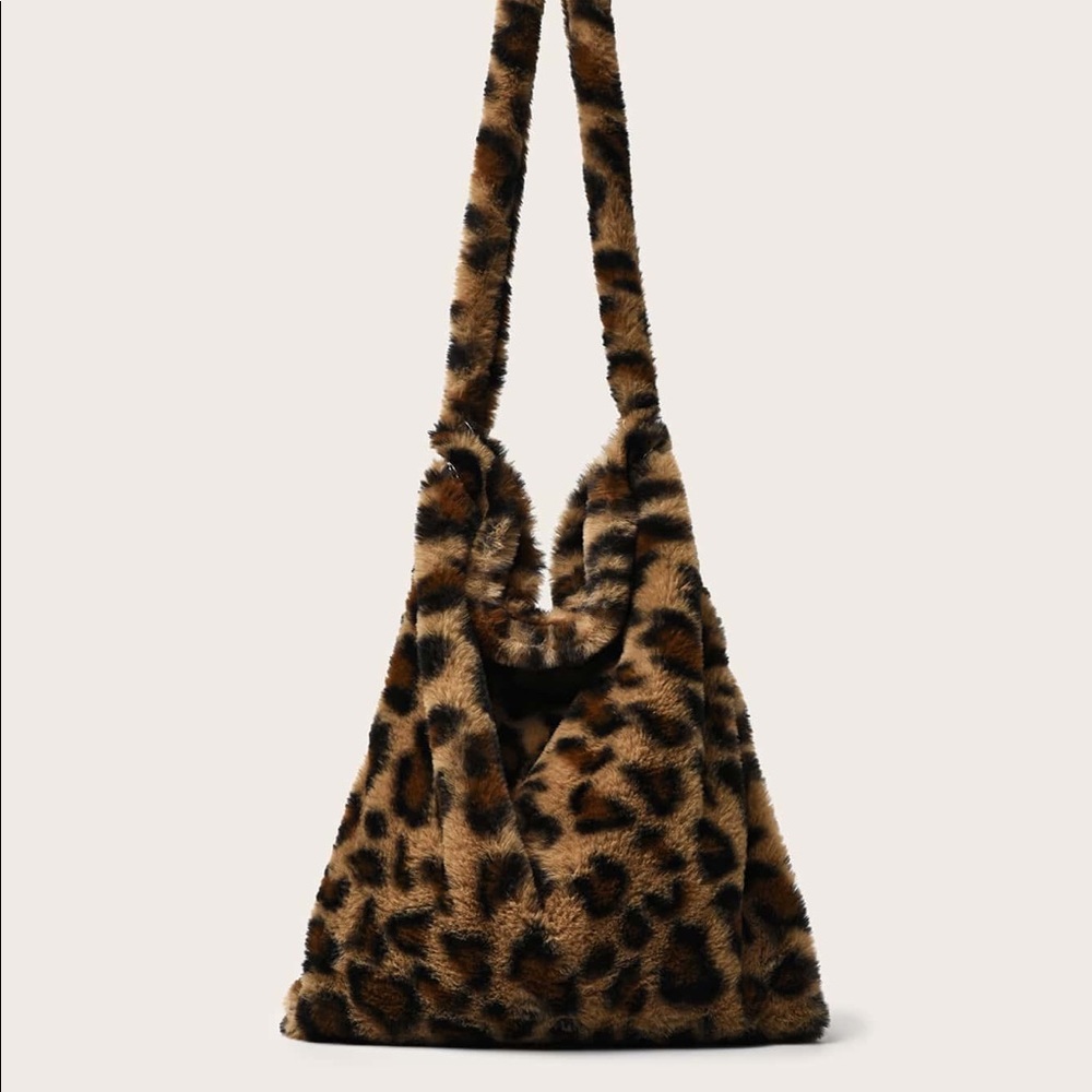 Leopard Fluffy Hobo Bag